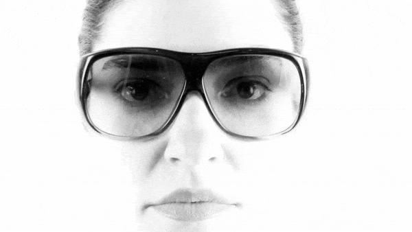 nice lady trying different eyewear